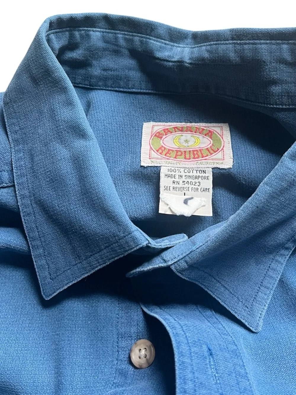 Vintage 80s Banana Republic Mill Valley Safari Utility Shirt Blue L